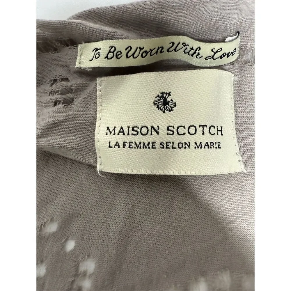 Rare Maison Scotch Distressed Lagenlook Bohemian Scarf 21”X 86” Cacao